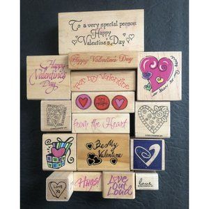 Rubber Stamp Lot 16 Happy Valentine's Day Hearts Hugs All Occasion Love Gift